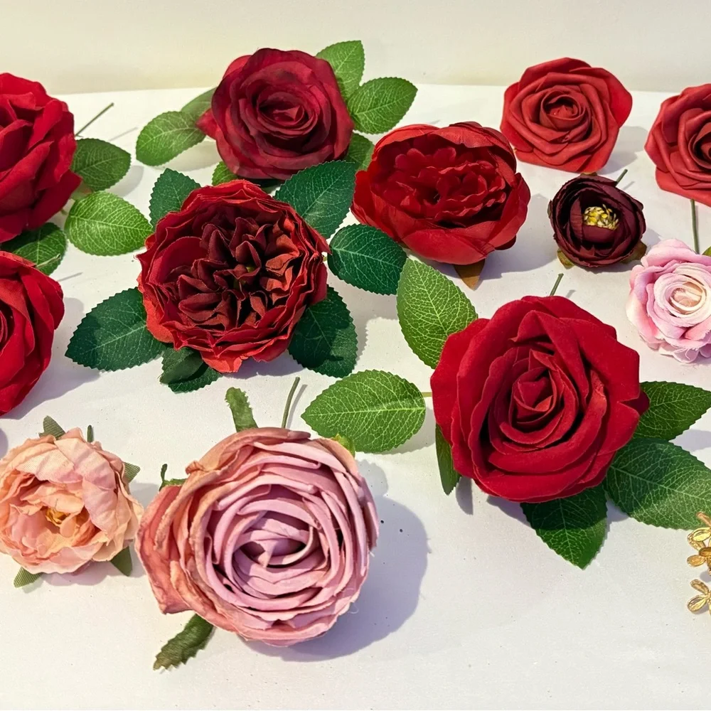 17 PCS Artificial Flowers Combo Fake Flowers for DIY.